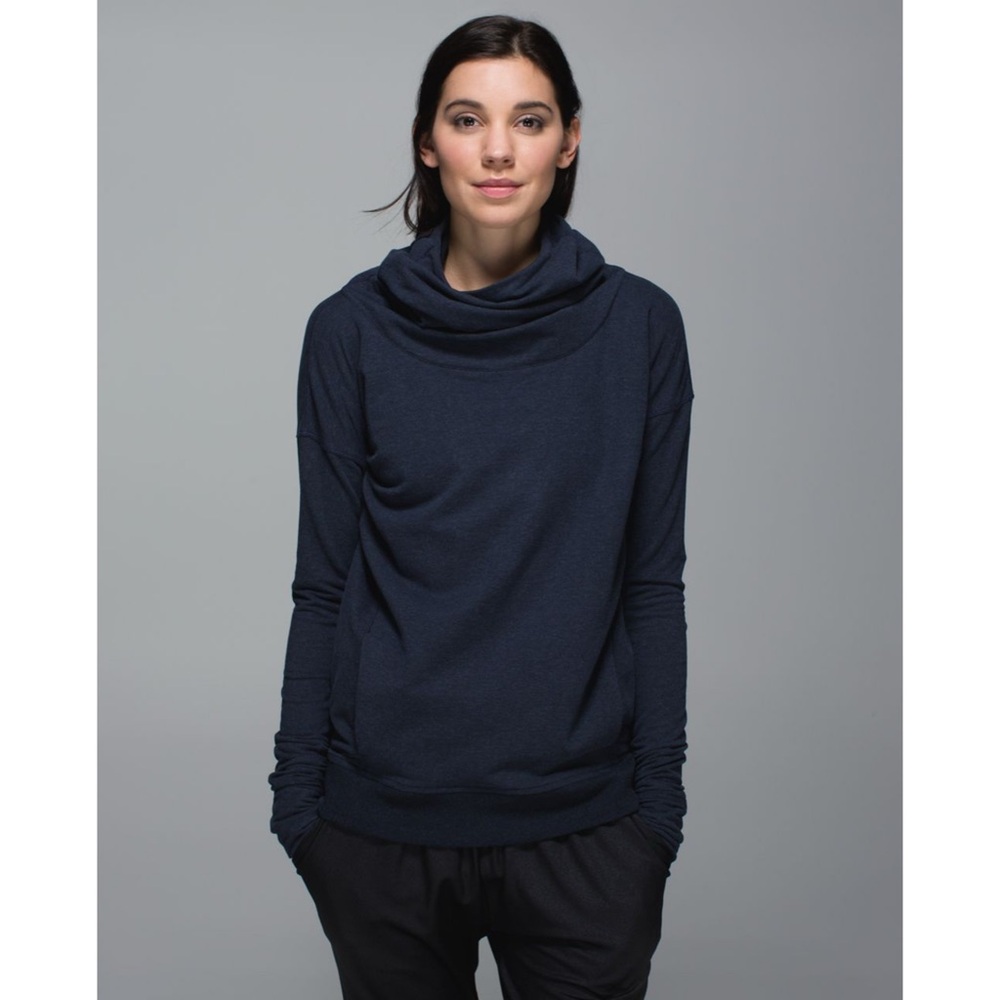 Lululemon Stress Less Hoodie Heathered Naval Blue Size 2